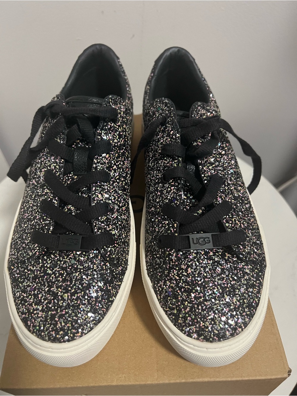 UGG Black Glitter Low-Top Sneakers with Multicolor Sparkle
